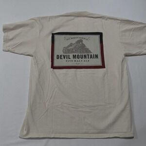 Vintage 90s Devil Mountain Brewing Co Five Malt Ale T Shirt OSFA Cream Train